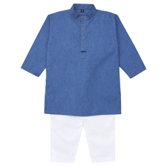 Baby Boy Blue Cotton Kurta Trouser Set