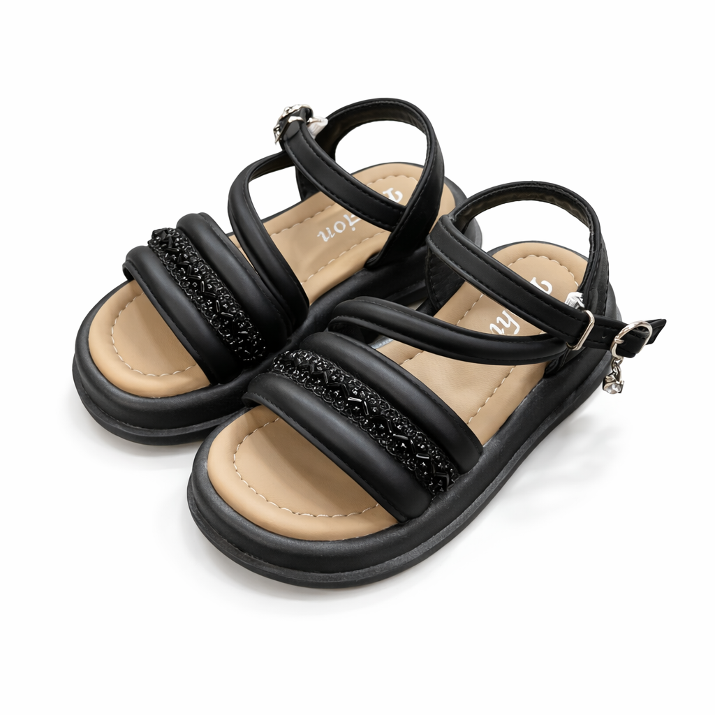 Baby Girl Black Strap Sandals