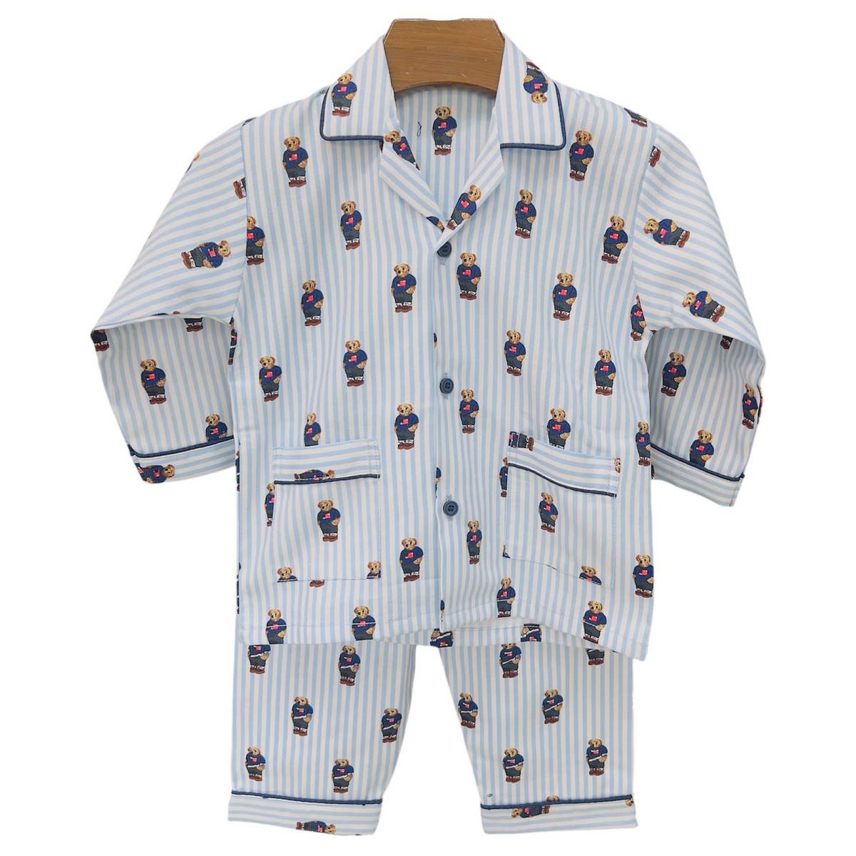 Blue Stripes Cotton Night Suit