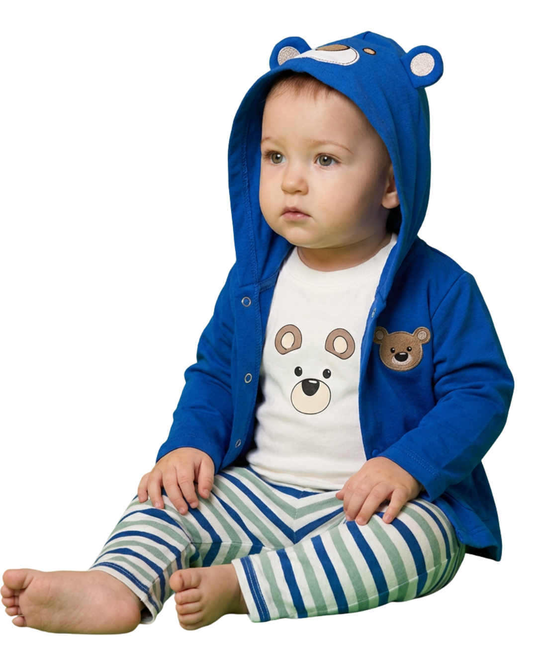 3PC Baby Boy Blue Bear Suit