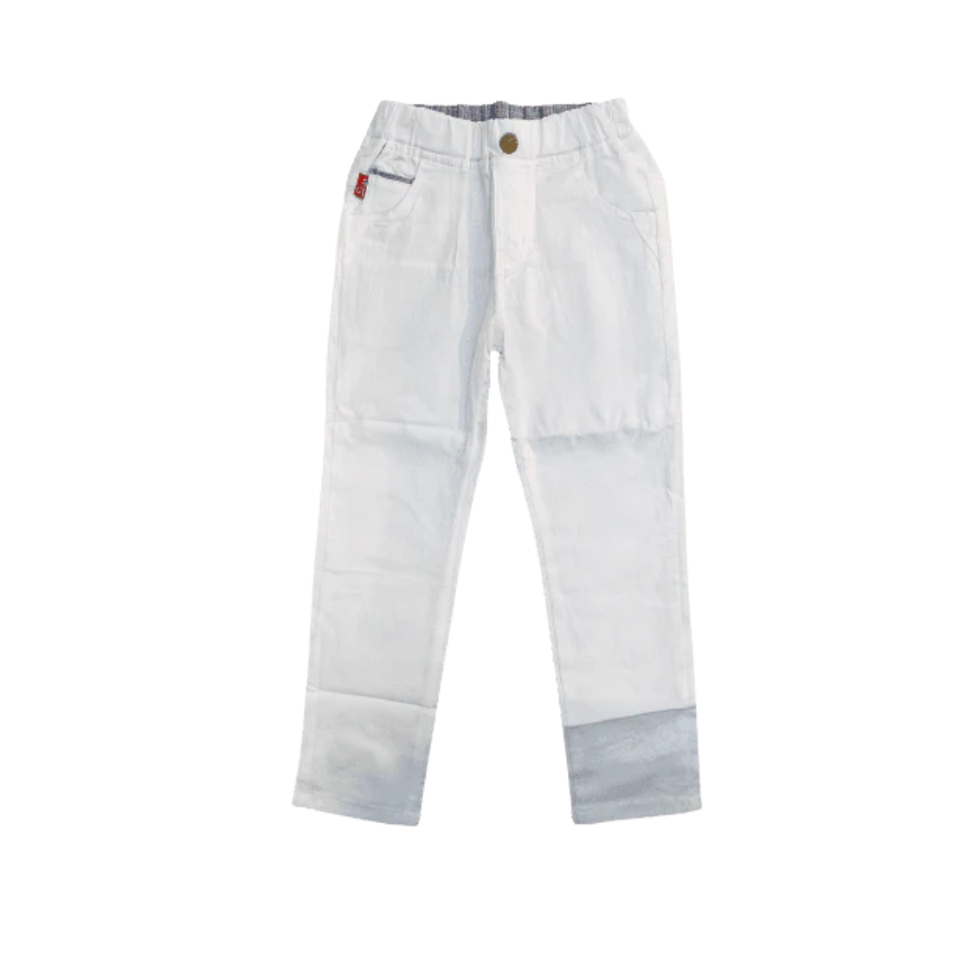 Round Lastic Pant-White