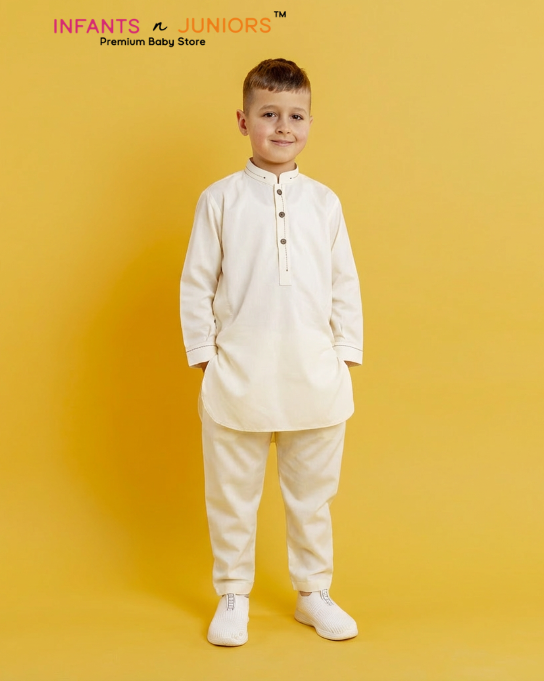 Cream Kurta Shalwar Set