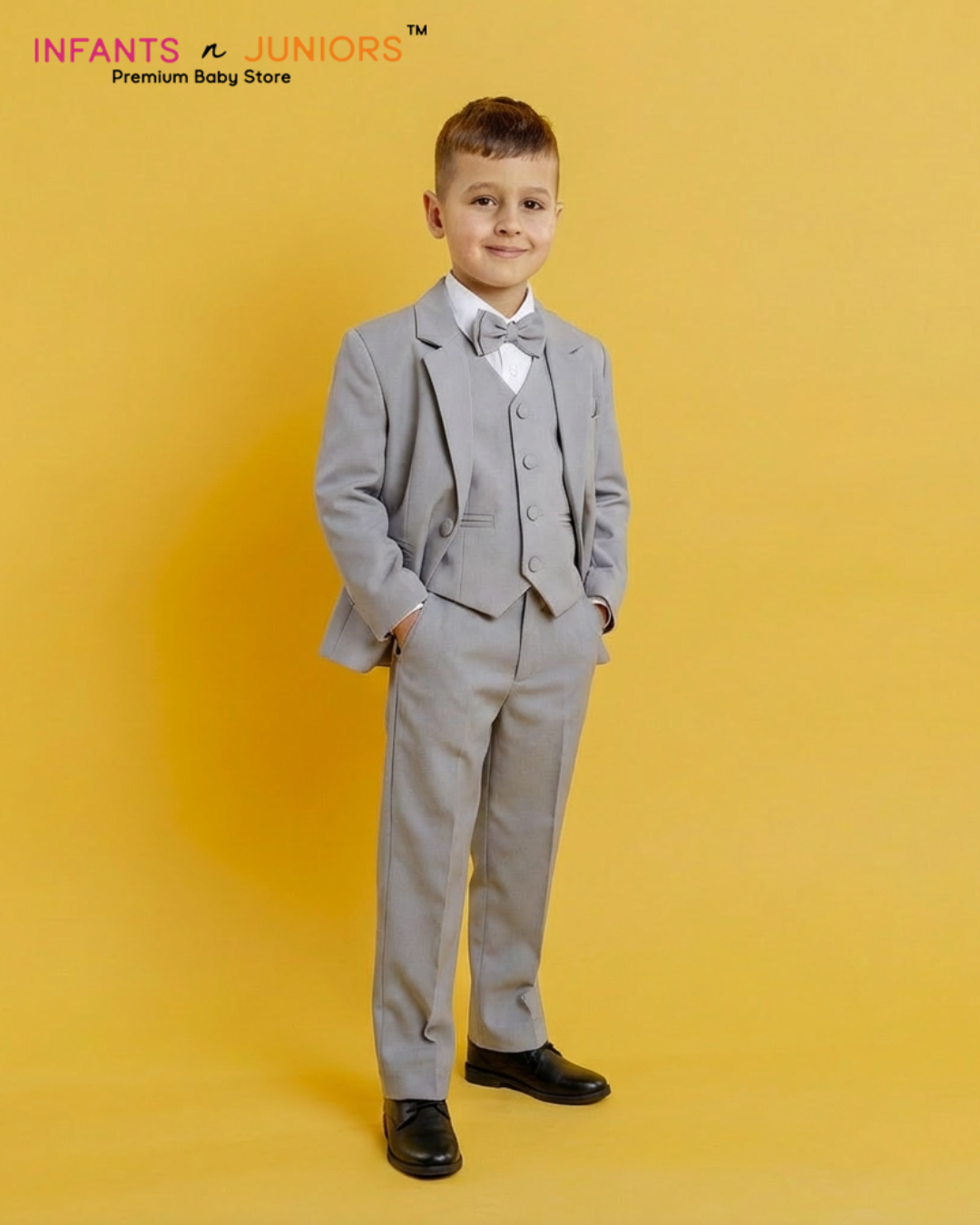 5PC Formal Pant Coat Grey