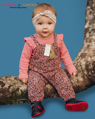 2PC baby Girl Pink Printed Romper