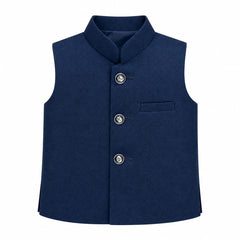 Baby Boy Navy Blue Waistcoat For Kurta Trouser