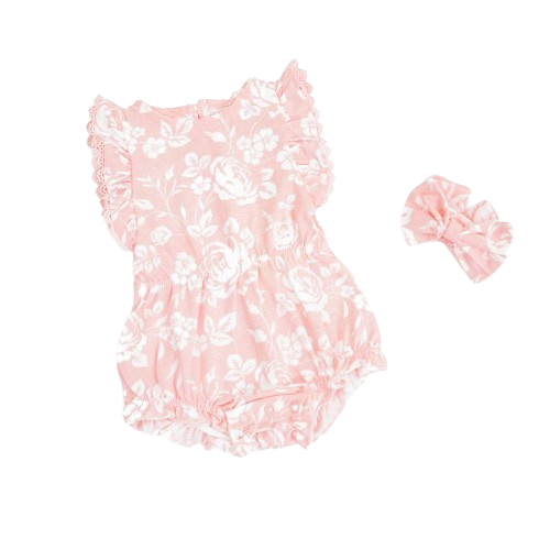Pink Floral Bodysuit with Headband