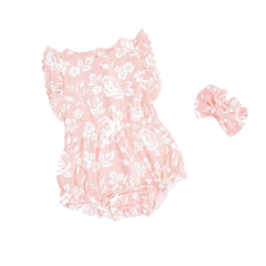 Pink Floral Bodysuit with Headband