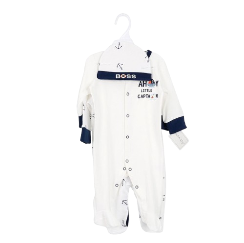 3PC White Little Captain Romper Set