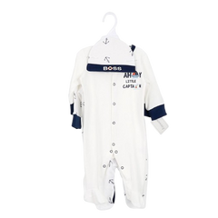 3PC White Little Captain Romper Set