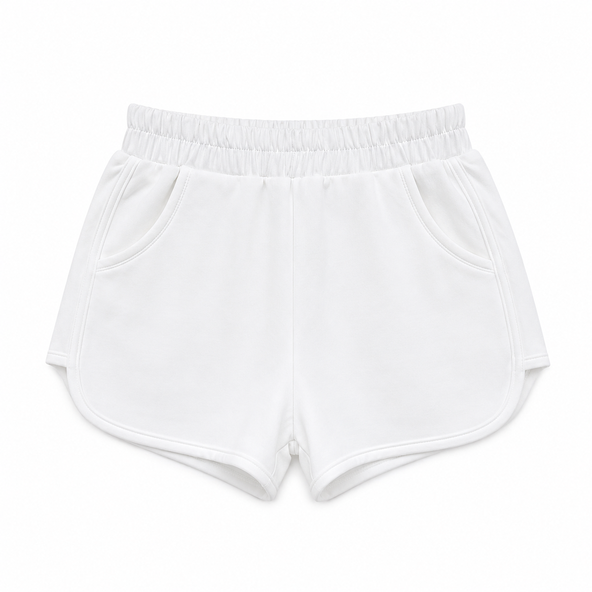 Baby Girl Round Elastic Cotton Short - White