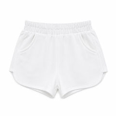 Baby Girl Round Elastic Cotton Short - White