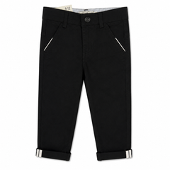 Baby Boy Black Cotton Pant with Adjustable Waist