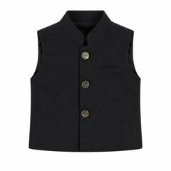 Baby Boy Black Waistcoat For Kurta Trouser