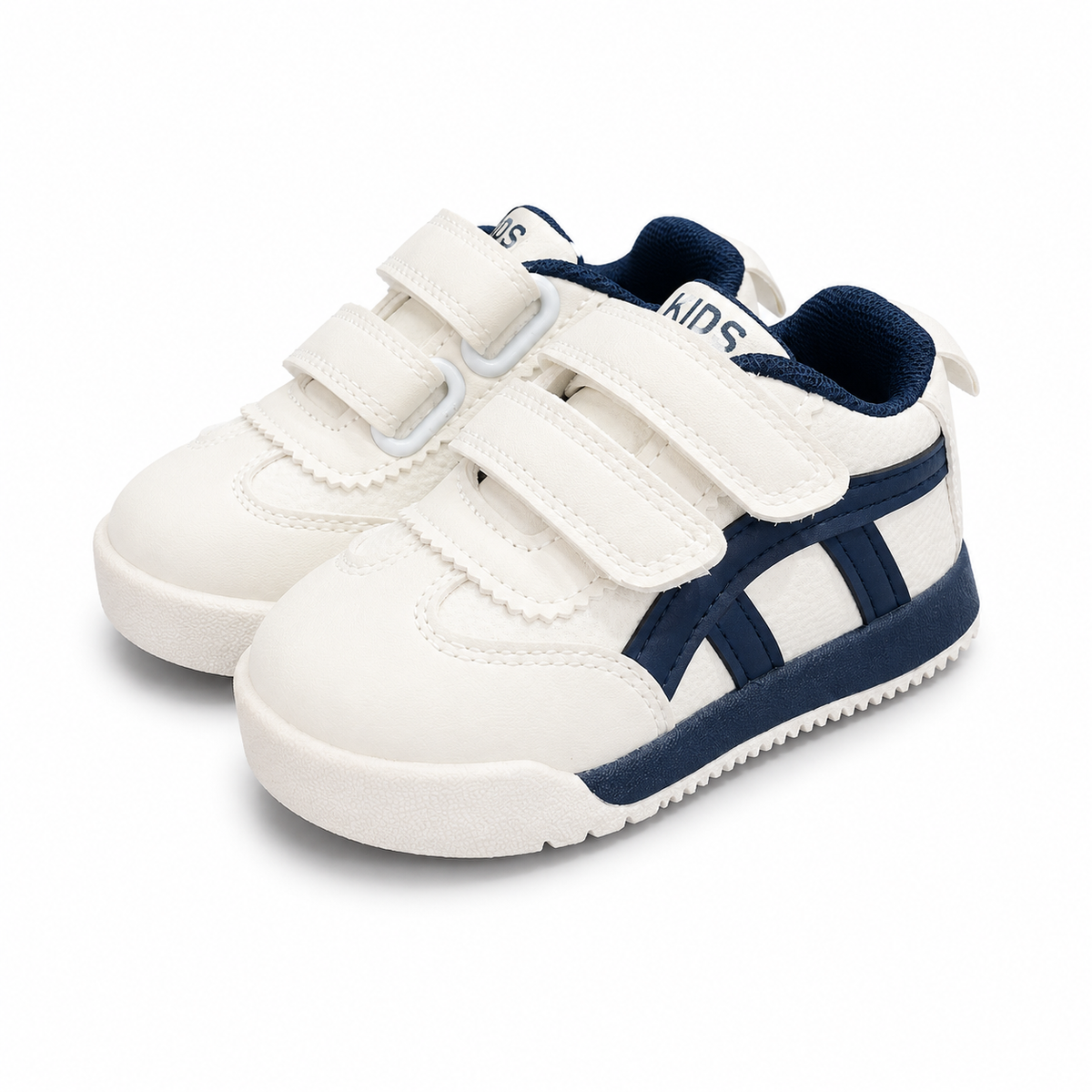 Baby Boy White Casual Joggers with Blue Detail