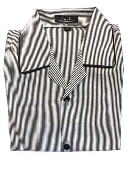 Cotton Night Suit V Neck Style / Black Check