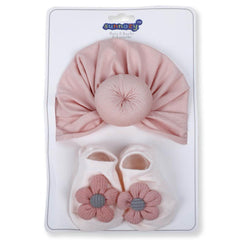 2PC Pink Turban Cap & Socks Set