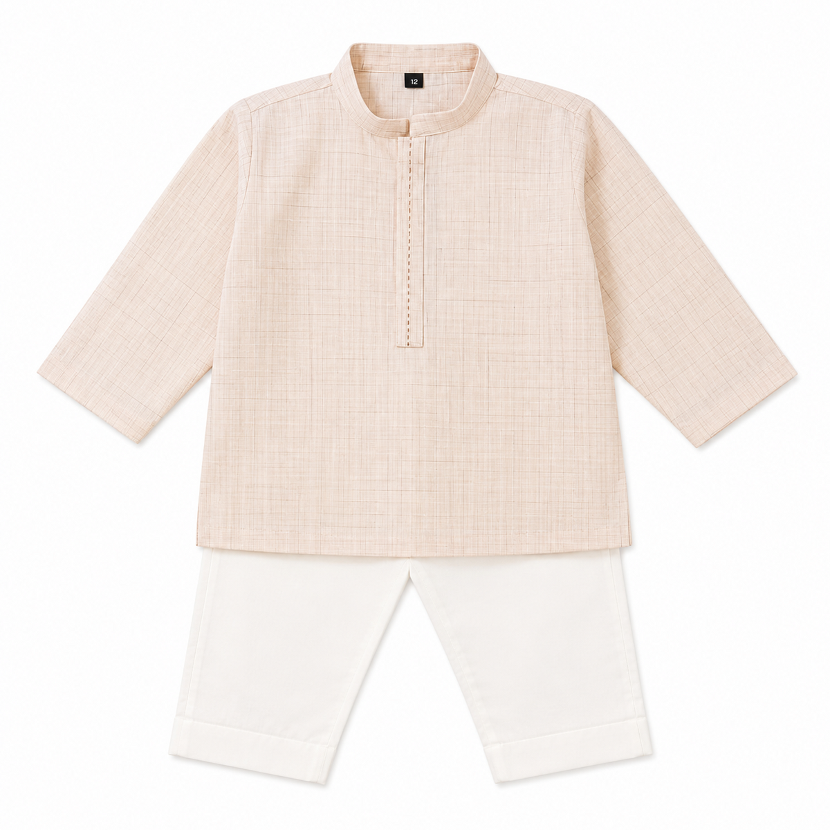 Baby Boy Peach Cotton Kurta Trouser Set