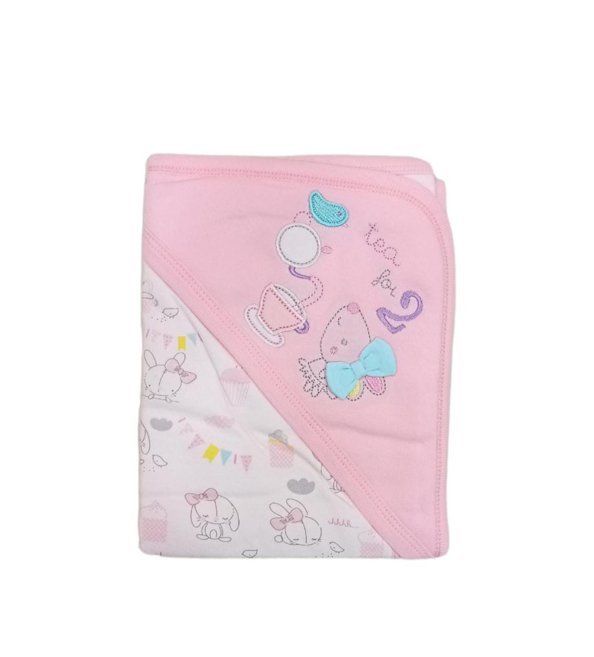 Bowtie Pink Rabbit Wrapping Sheet/Hooded Blanket/Pink