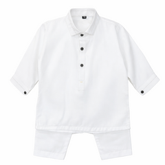 Baby Boy White Wash-N-Wear Kurta Trouser Set