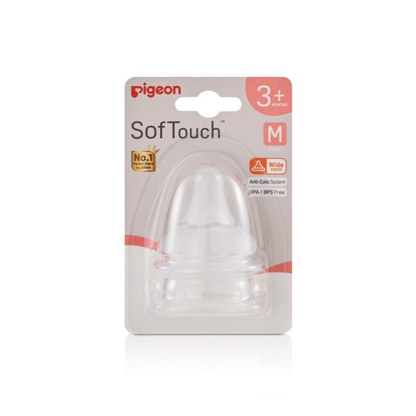 SofTouch Wide Neck Nipple PK-2 - M - 3M+