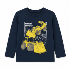 Blue Round Neck Excavator T-Shirt
