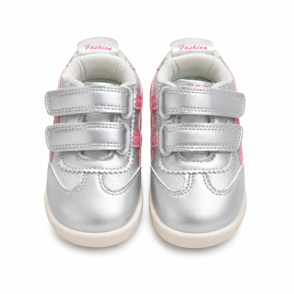 Baby Girl Silver Casual Joggers with Pink