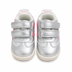Baby Girl Silver Casual Joggers with Pink