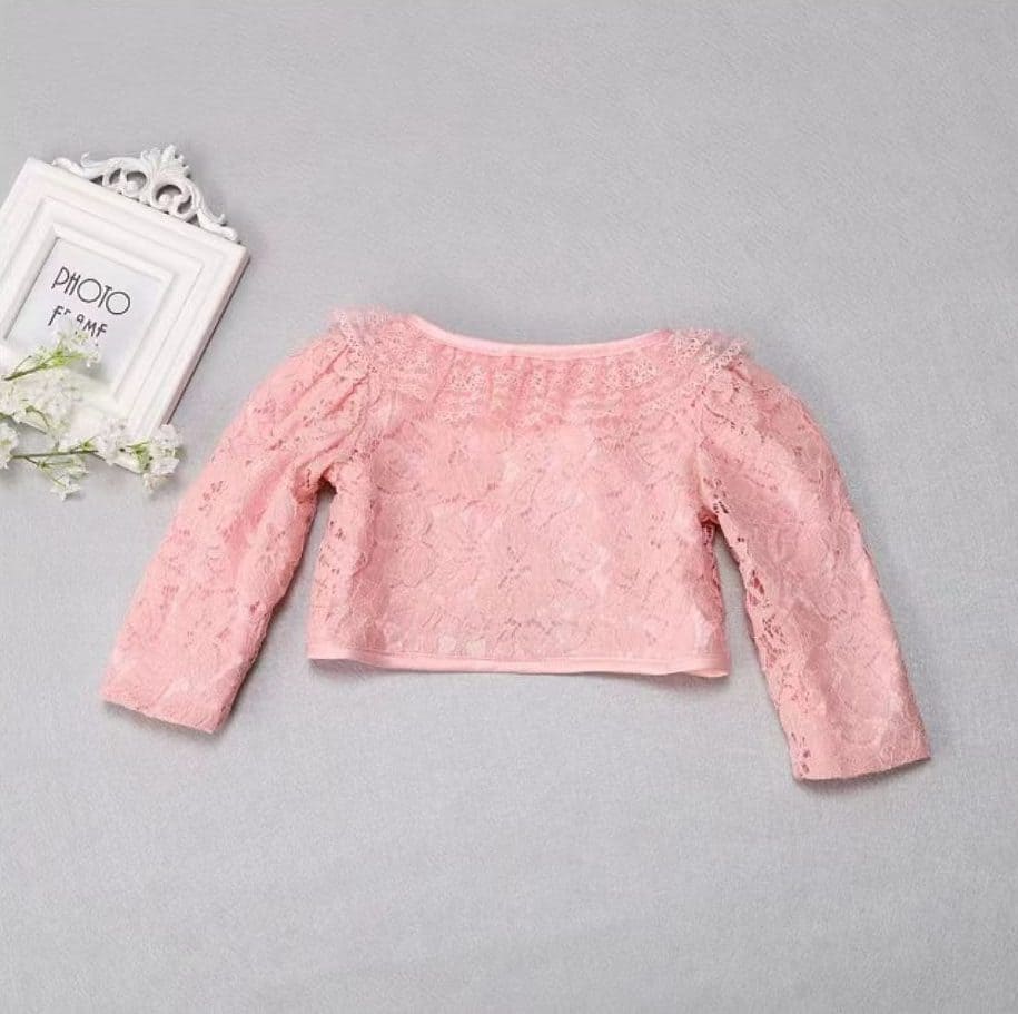 Frill Cardigan For Baby Girl-Pink