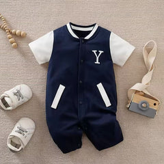 Baby Boy Half Sleeves Blue Romper