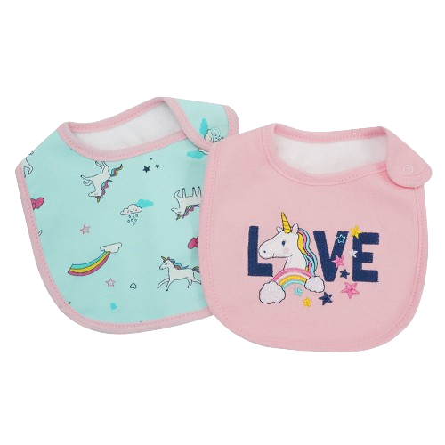 2PC Unicorn Girl Bib Set