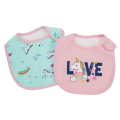 2PC Unicorn Girl Bib Set