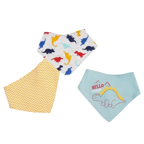 3PK Dino Bandana Bib