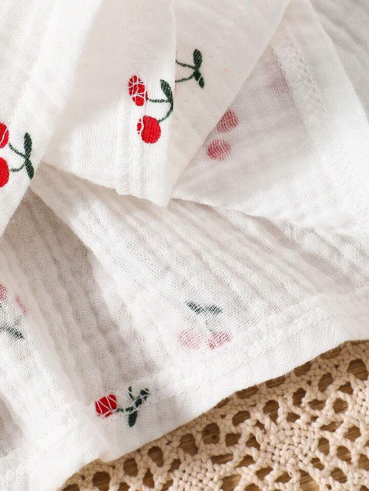 White Cotton Cherry Frock