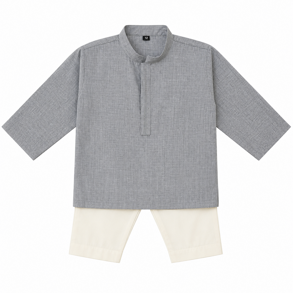 Baby Boy Dusty Blue Cotton Kurta Trouser Set