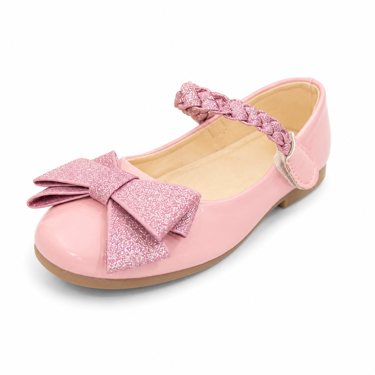 Baby Girl Pink Shimmer Pumps with Bow