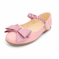 Baby Girl Pink Shimmer Pumps with Bow