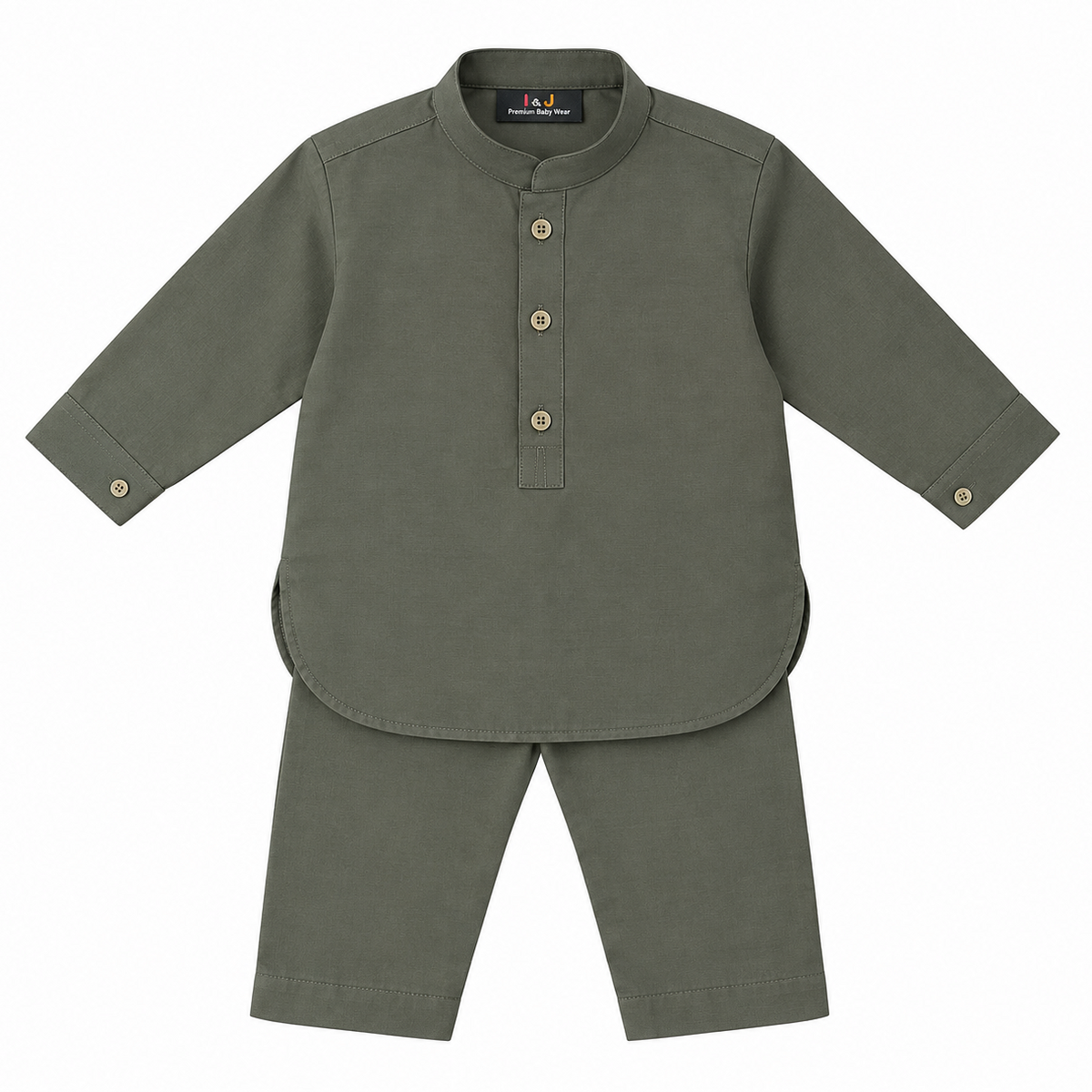 Baby Boy Green Boski Kurta Trouser Set
