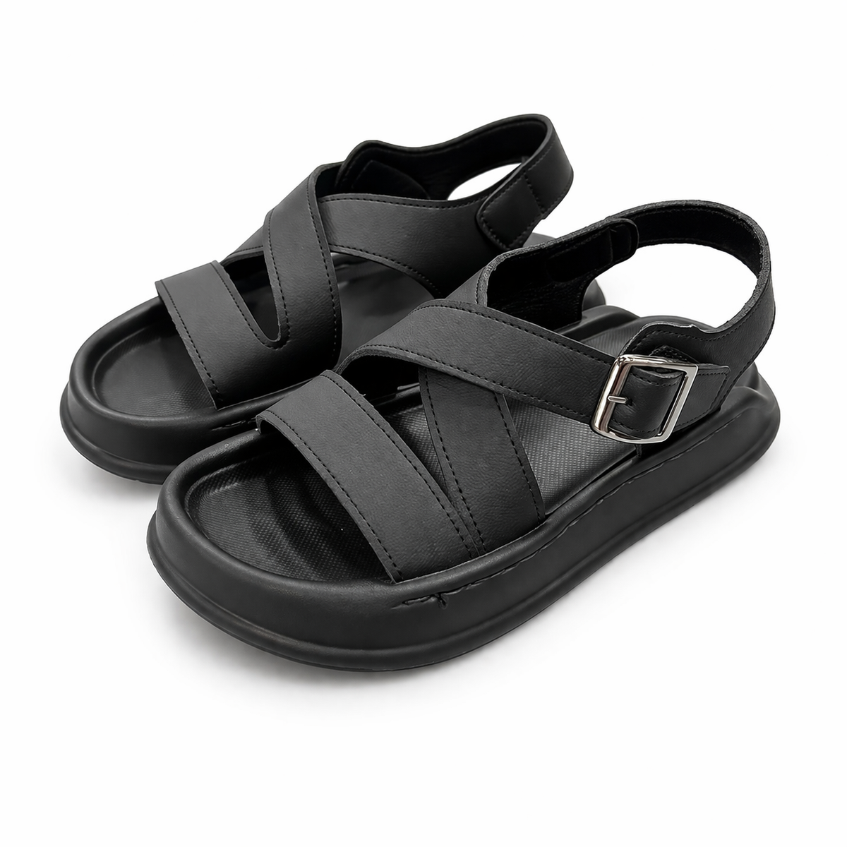 Baby Boy Black Strap Sandals – Soft Sole, Breathable & Anti-Slip