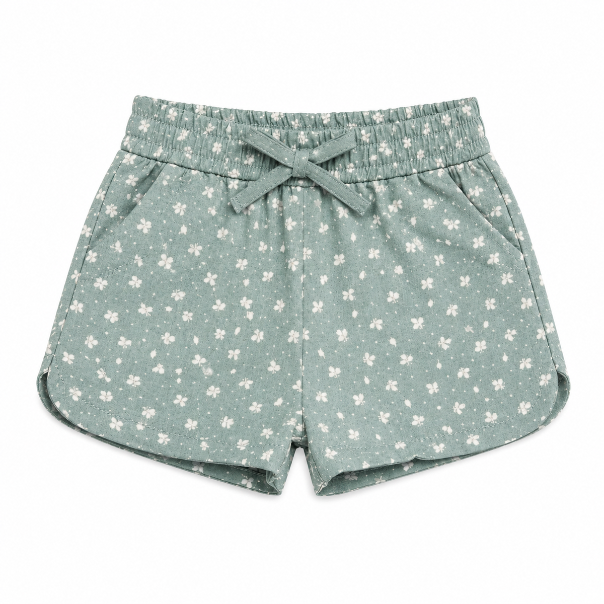 Baby Girl Floral Round Lastic Cotton Shorts