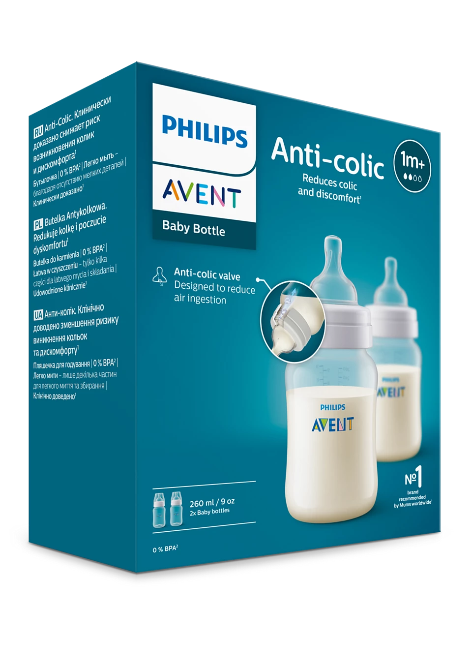 Anti-Colic Reduces Bottle 260ml Pk2