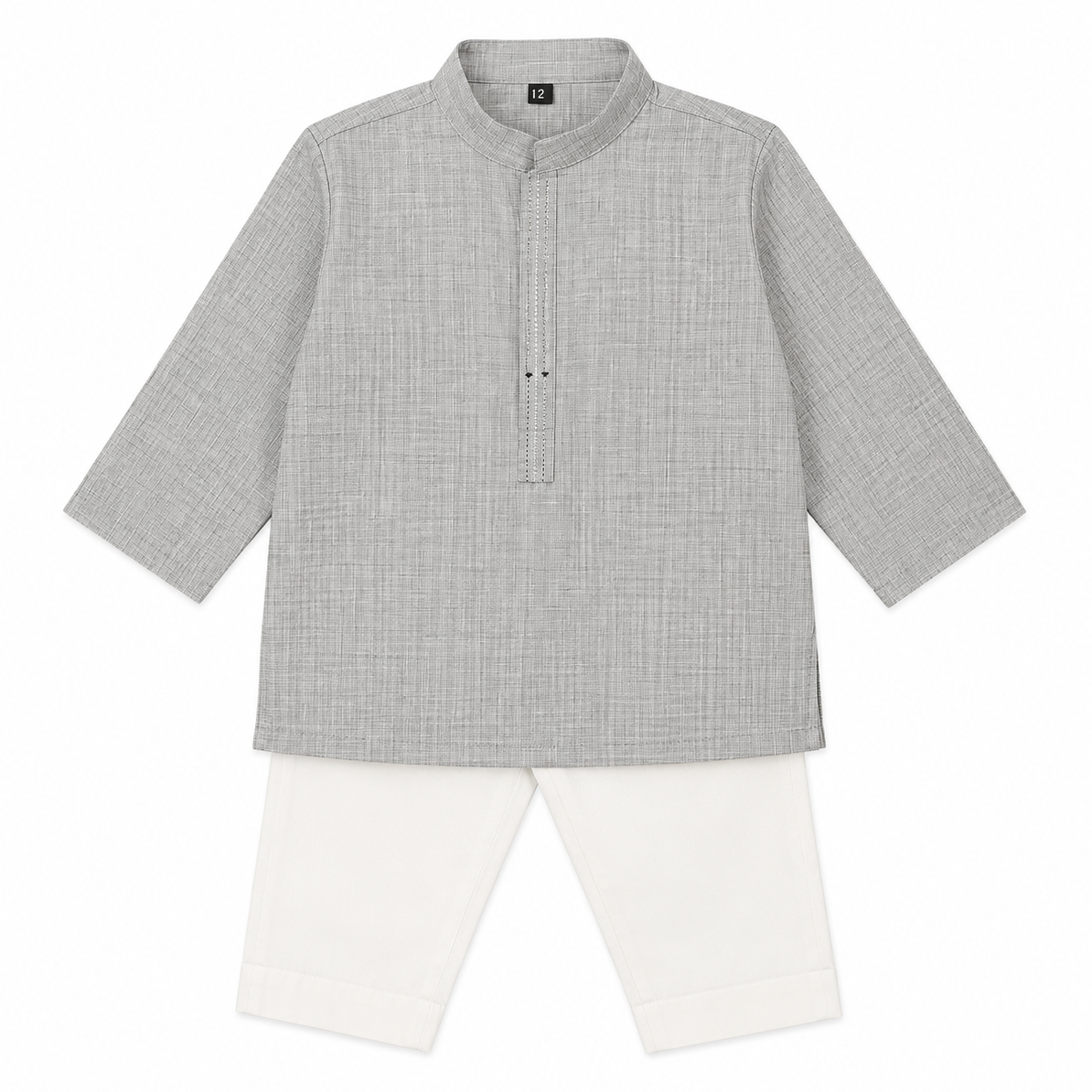 Baby Boy Light Grey Cotton Kurta Trouser Set