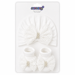 White Turban Cap & Socks Set