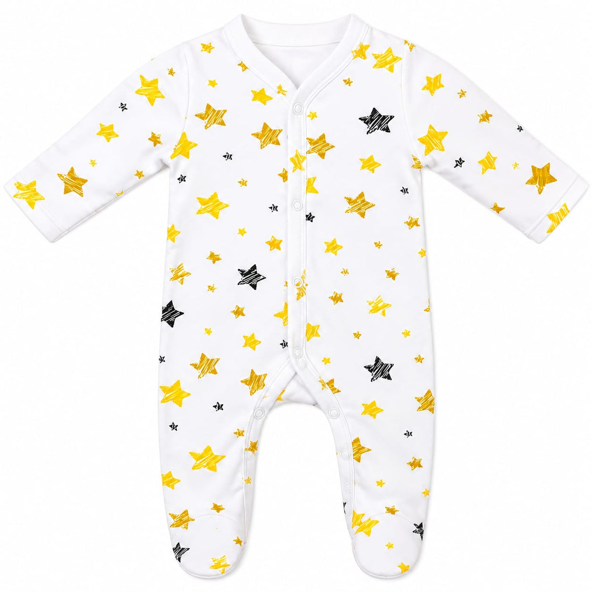 Golden Star Closed Feet Romper