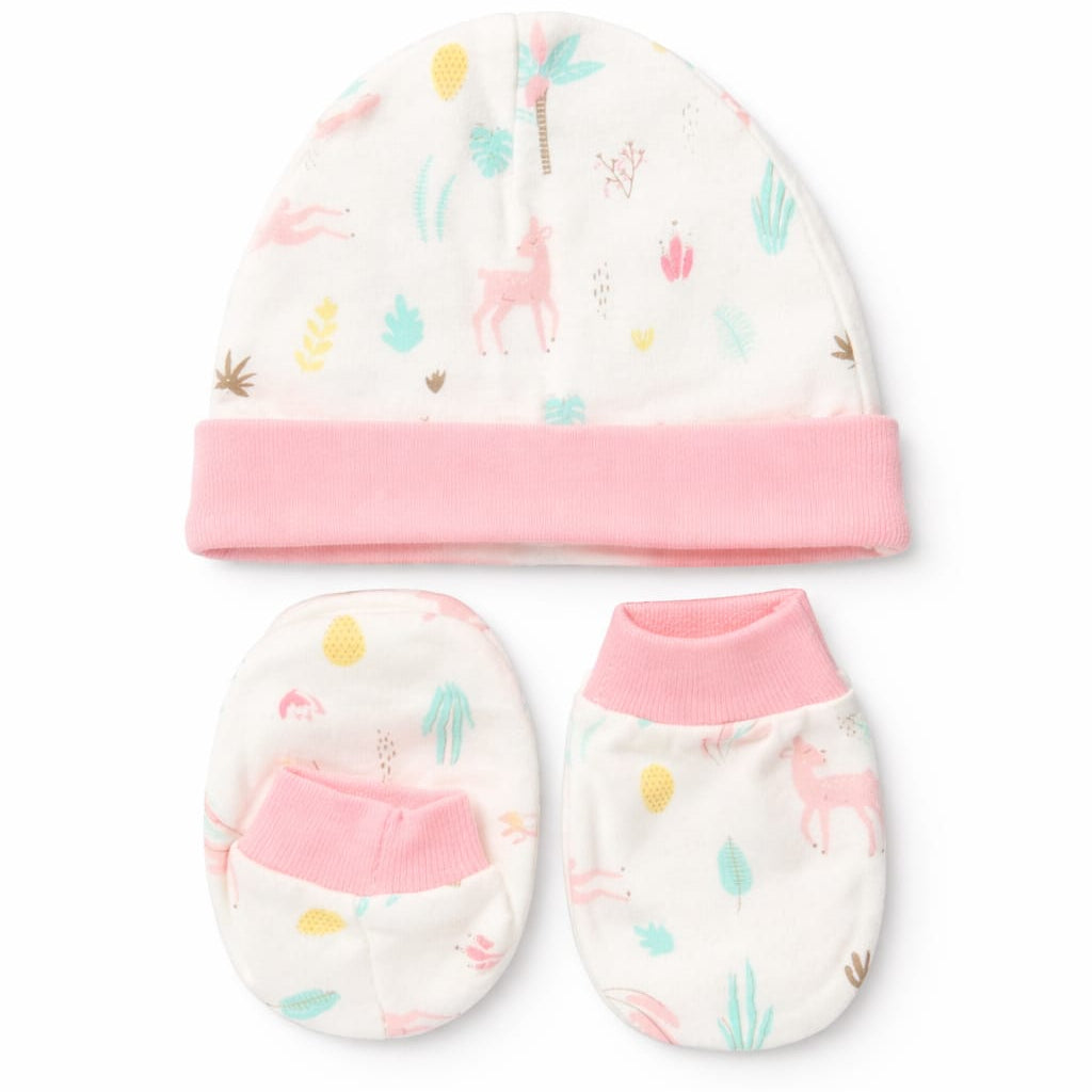 Newborn 3PC Baby Set – Mittens, Booties & Cap for Soft Comfort