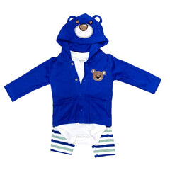 3PC Baby Boy Blue Bear Suit