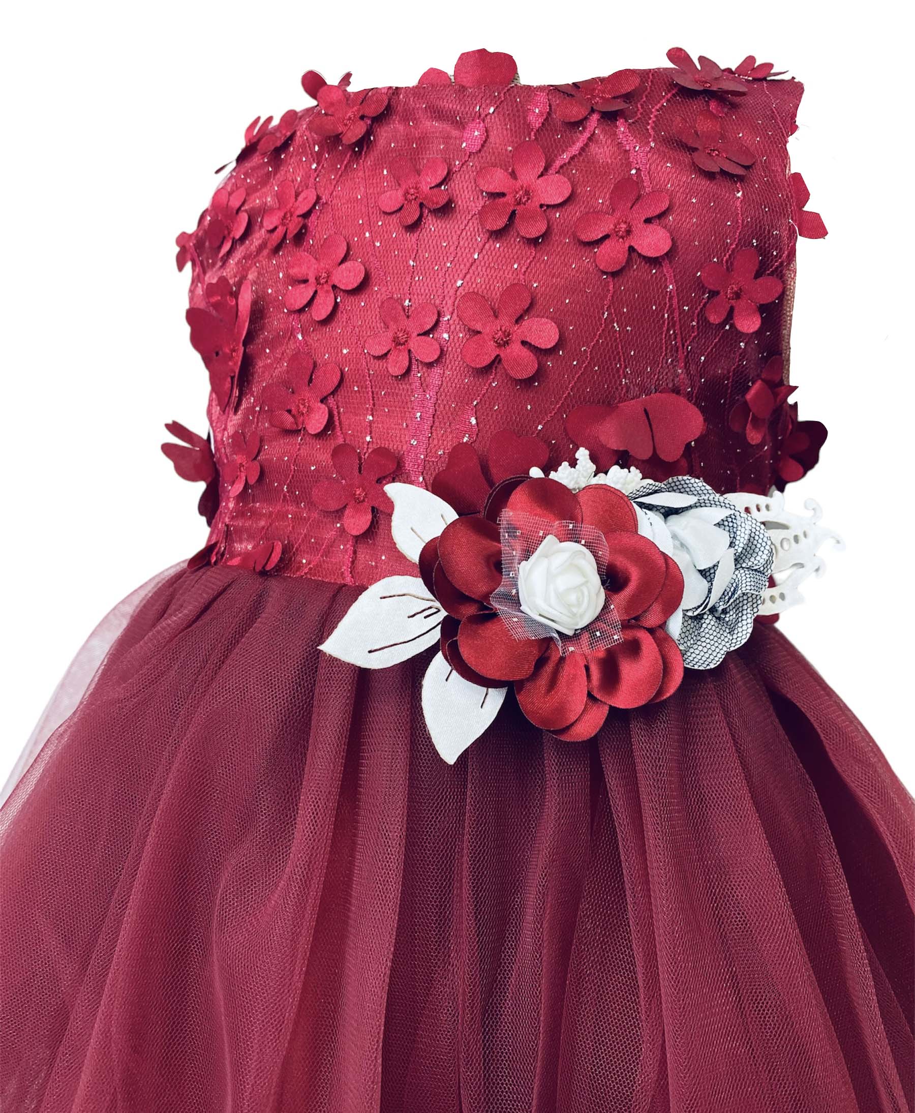 Baby Girl Maroon Floral Frock
