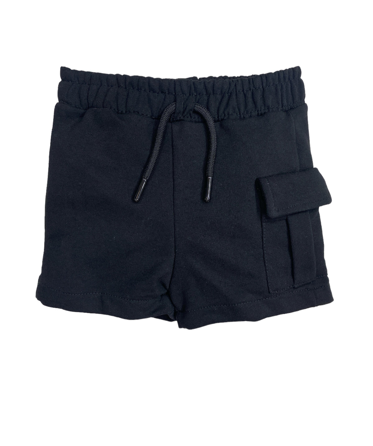 Round Lastic Cotton Shorts - Black