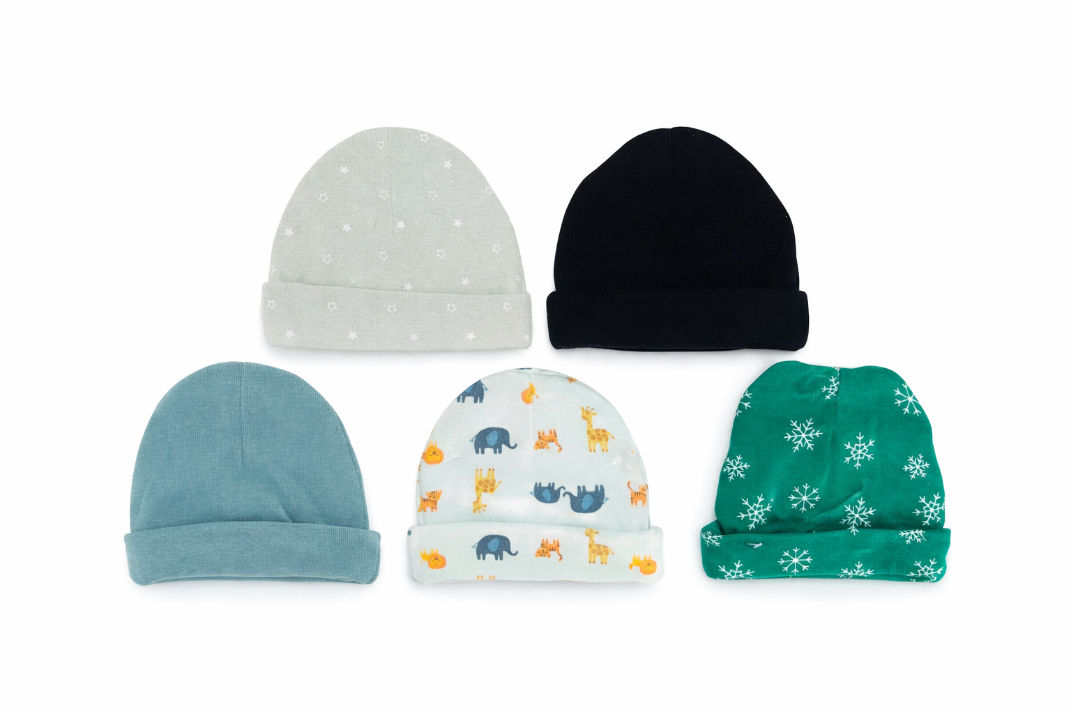 5 Pcs Infant Round Cap Set