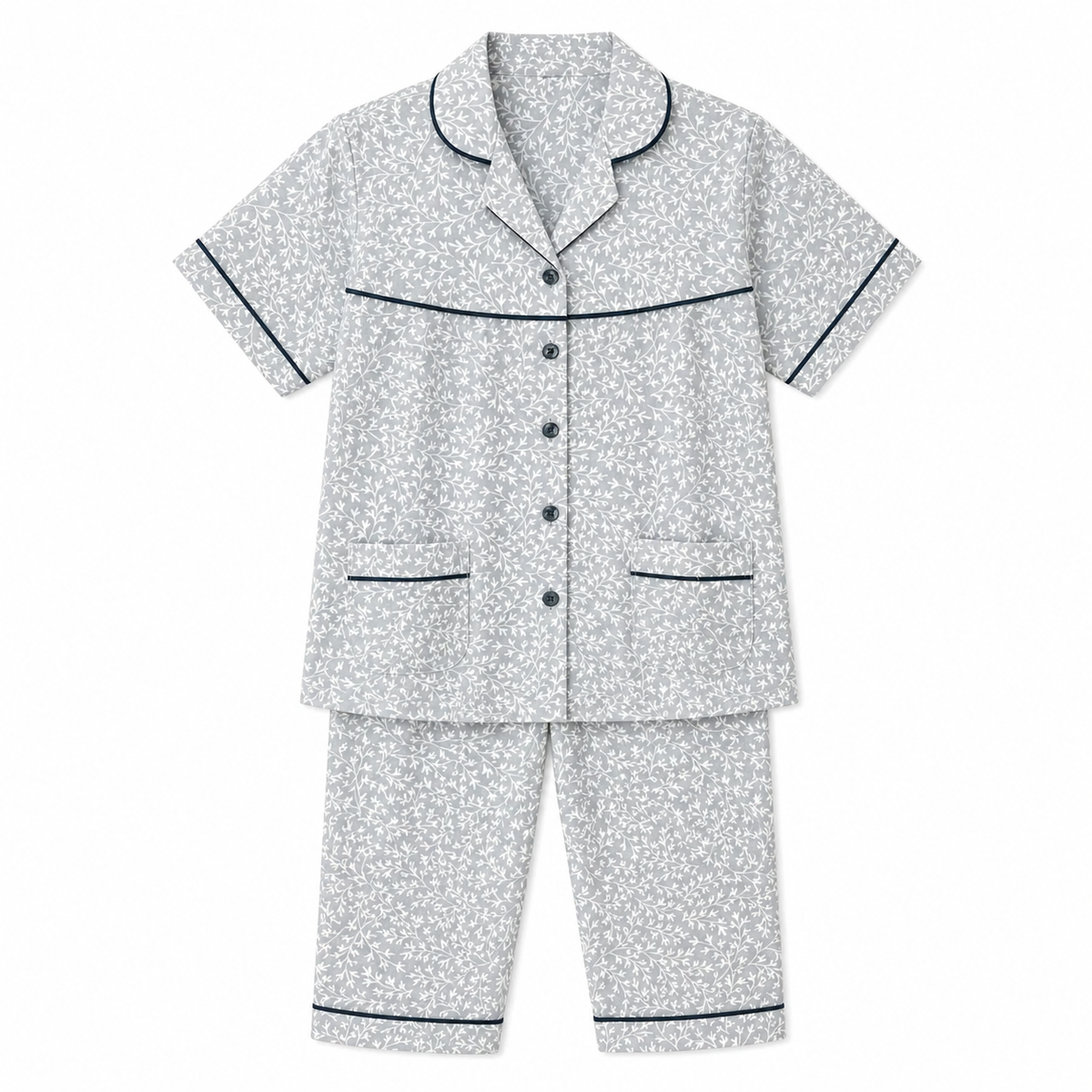 Grey Cotton Night Suit