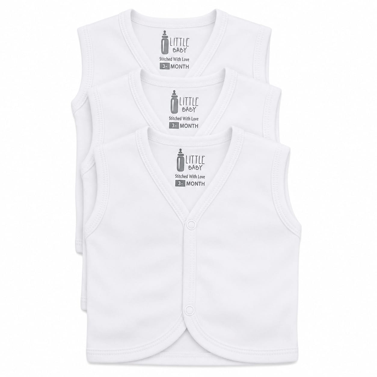 3PK White Baby Cotton Vest